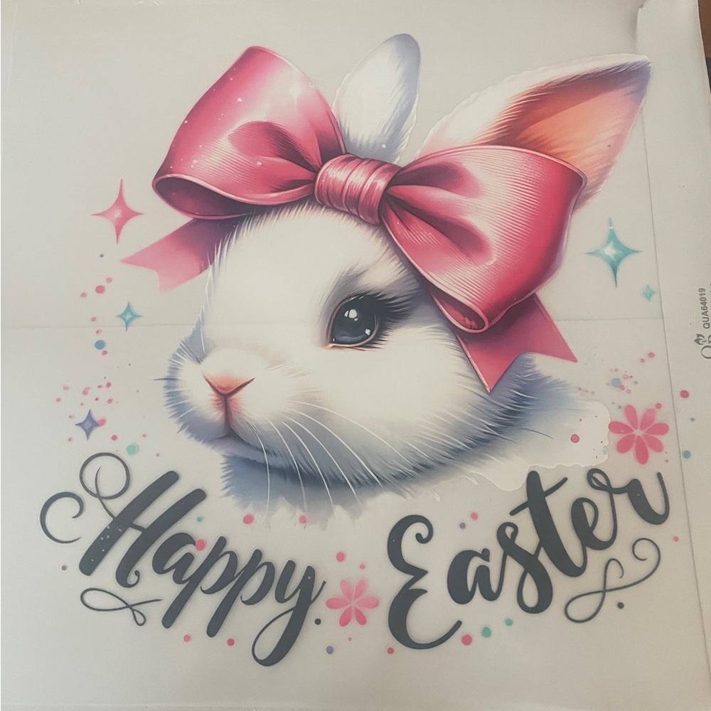 Easter Bunny Art with Pink Bow